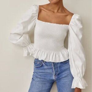 Reformation Long Sleeve Square Neck Darby Top Sz XS